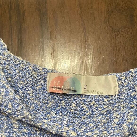 Free People FP Beach Declan Knit Romper Blue Cotton - Picture 2 of 7